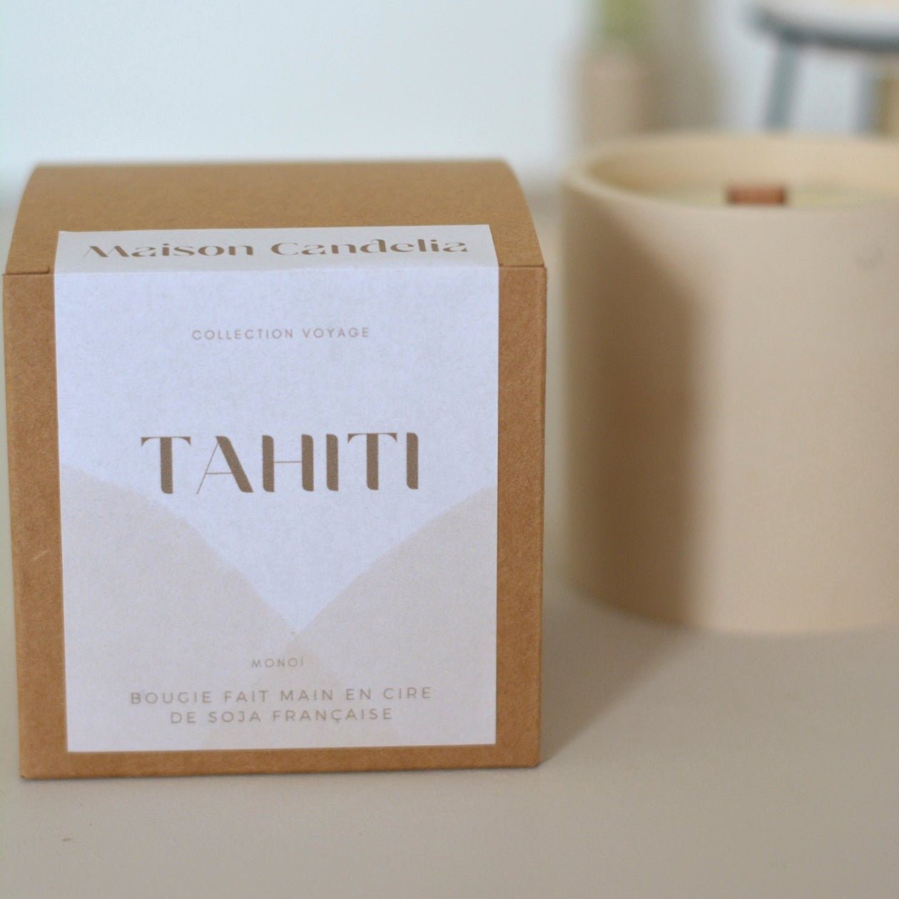 Bougie parfumé Jesmonite Tahiti - Monoï - Maison Candelia
