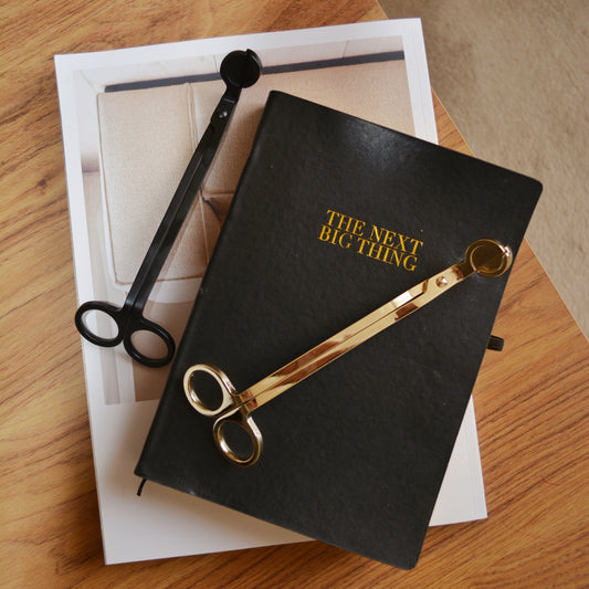 Coupe-Mèche en Métal pour Bougies - Noir et Doré Brillant