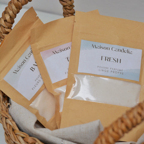 Poudre Parfumée Absorbeur d'Odeurs — 70g | Fragrance de Grasse | Maison Candelia