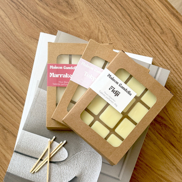 Tablette de Fondants Parfumés – 90g · 12 Carrés | Cire de Soja | Parfum de Grasse