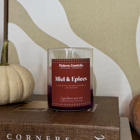 Bougie parfumée artisanale Miel & Épices – Édition Limitée Automne | Maison Candelia