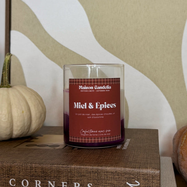 Bougie parfumée artisanale Miel & Épices – Édition Limitée Automne | Maison Candelia