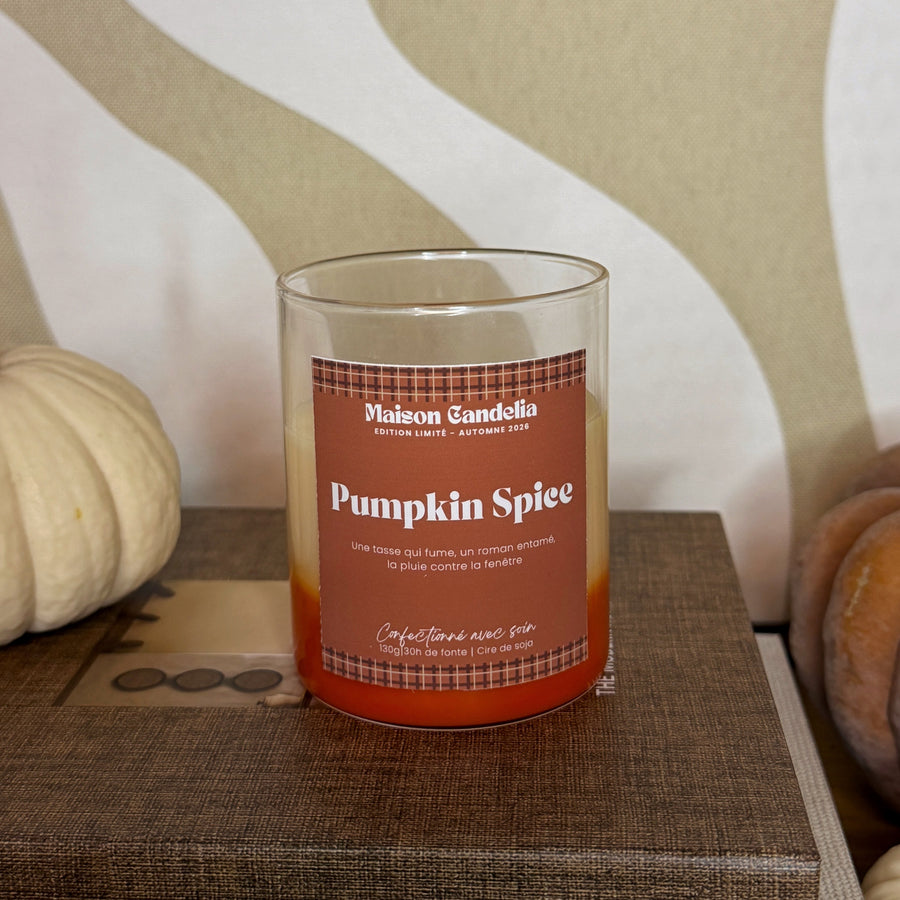 Bougie parfumée artisanale Pumpkin Spice – Édition Limitée Automne | Maison Candelia