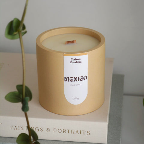 Bougie Artisanale Mexico – Palo Santo | Cire de Soja | Jesmonite