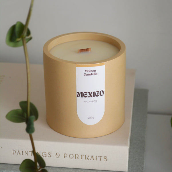 Bougie Artisanale Mexico – Palo Santo | Cire de Soja | Jesmonite