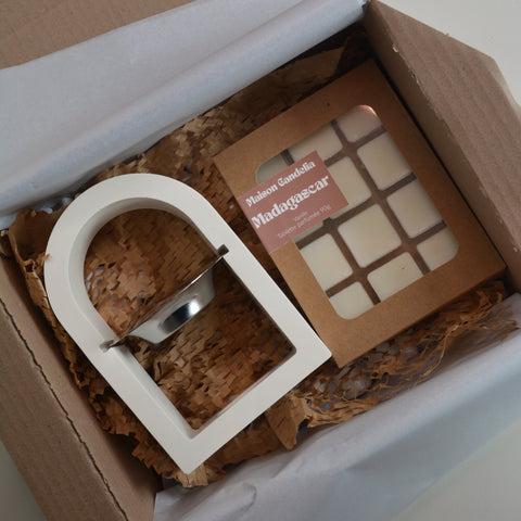 Coffret Cadeau Brûleur Jesmonite + Fondant Parfumé | Cire de Soja | Maison Candelia
